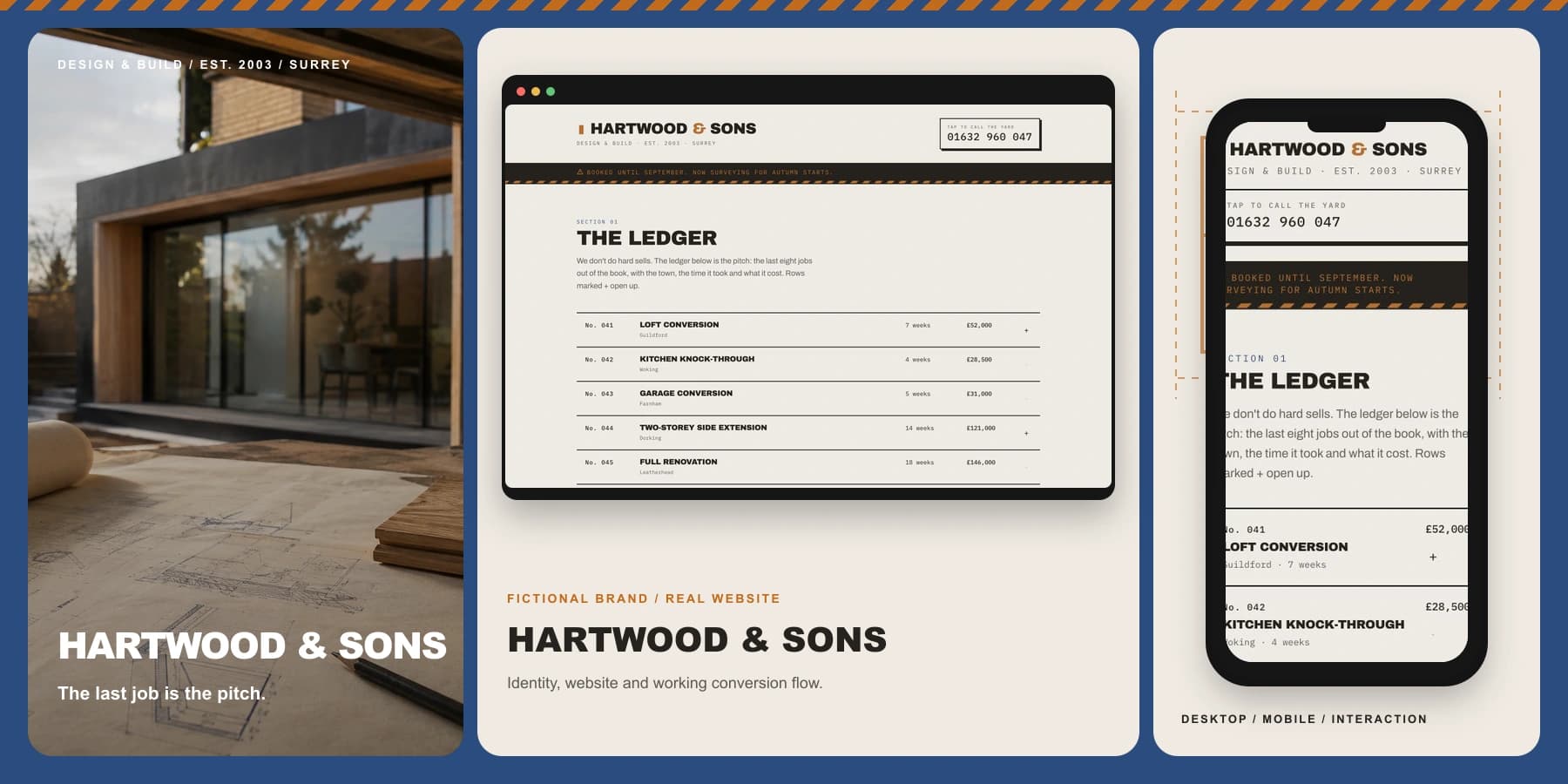 Hartwood & Sons, a practice brand for a builders