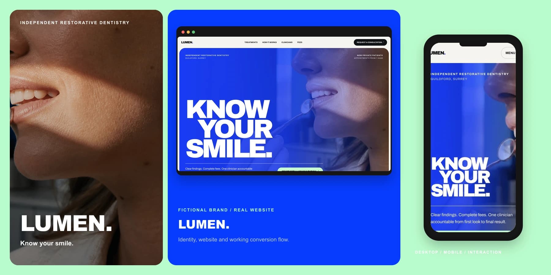 Lumen Dental House, a practice brand for a private dentist