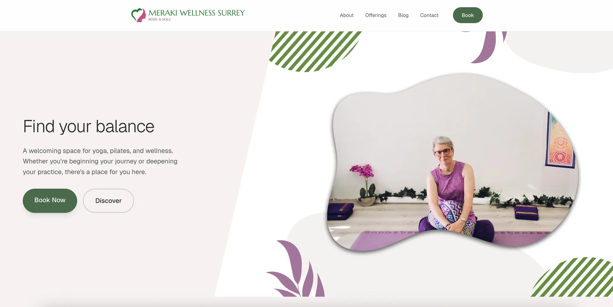 Meraki Wellness: yoga instructor website in Surrey