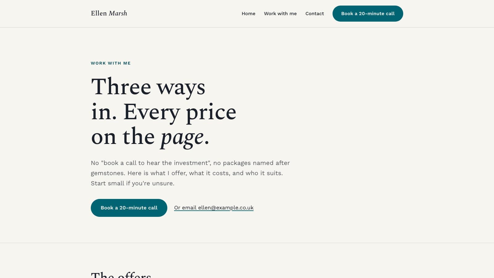 The Coach Website Kit work with me page