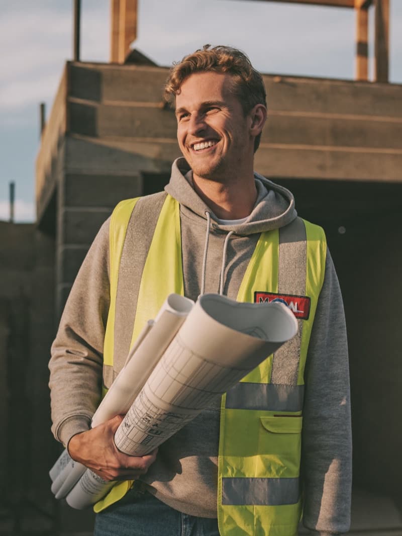 Joe Hartwood, joiner, in his late twenties, photographed in the workshop