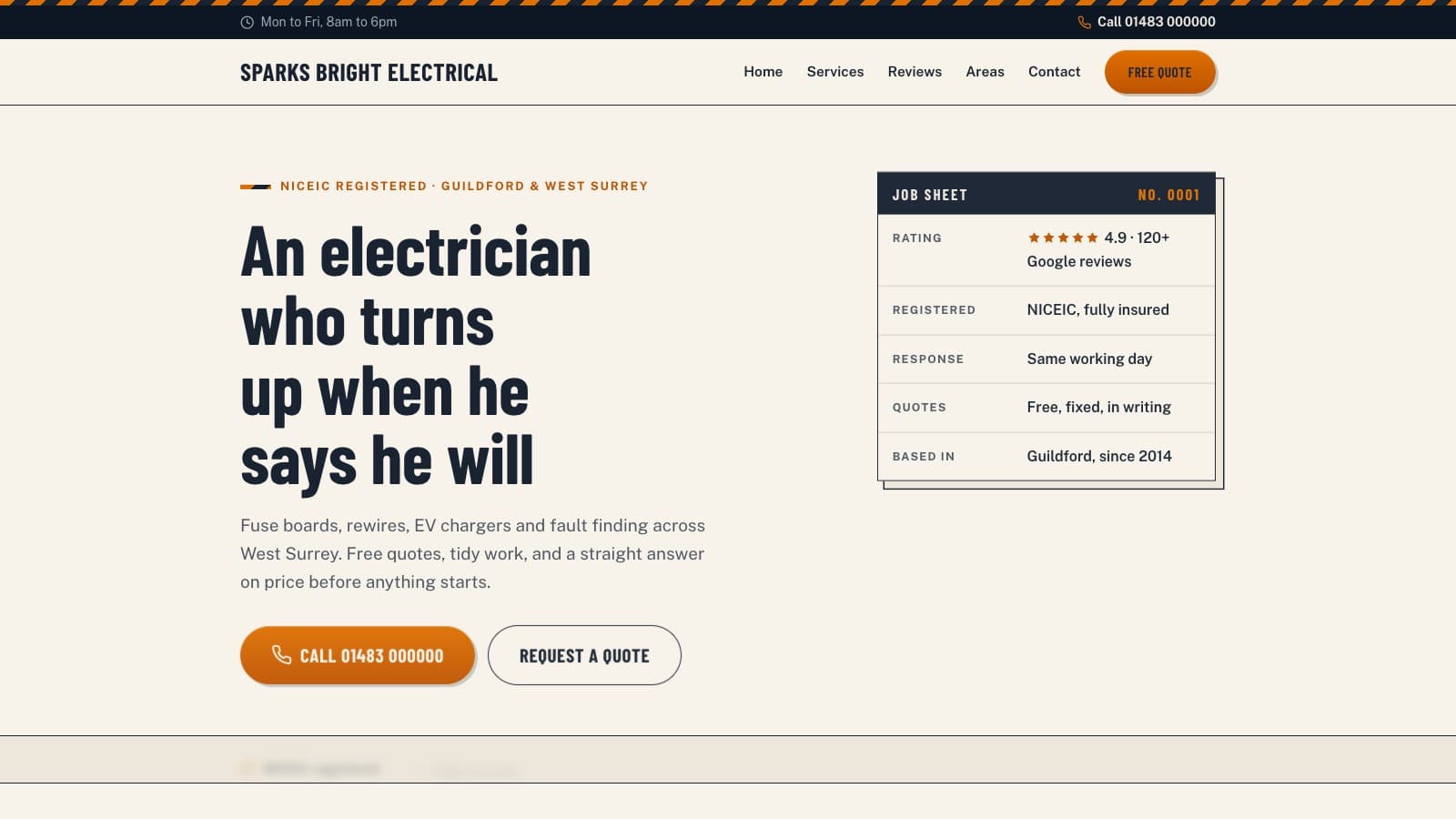 The Trades Website Kit homepage